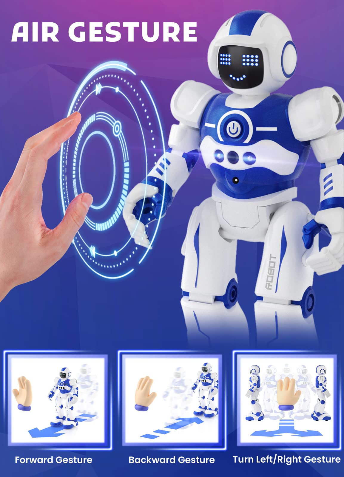 EduCuties Programmable Robot Toy for Kids, Smart Dancing & Walking, 10.6 inch, Blue, Model EC22-5R, Ideal for Ages 4-10, Birthday Gift
