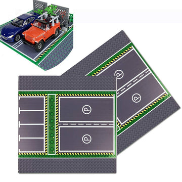 Parking Lot Baseplate 10' X 10' - Building Brick Base Plate Compatible For All Major Brands,For City Roads, Towns And Garages Kids Blocks Toy (2 Parking Lot Baseplate)