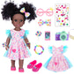 DOTVOSY 14.5 Inch Black Girl Doll with Pink Flamingo Theme Dress  Camera  Sunglasses & Accessories