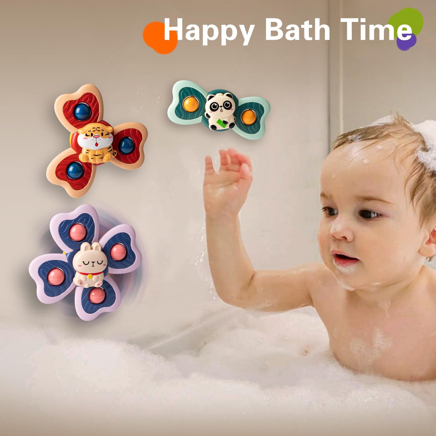 Tohibee 3Pcs Animal Suction Cup Spinner Toys For 1 2 Year Old Boys Spinning Toys Baby Toys 12-18 Months Sensory Toys For Toddlers 1-3 First Birthday Baby Gifts For 1 Year Old Girls