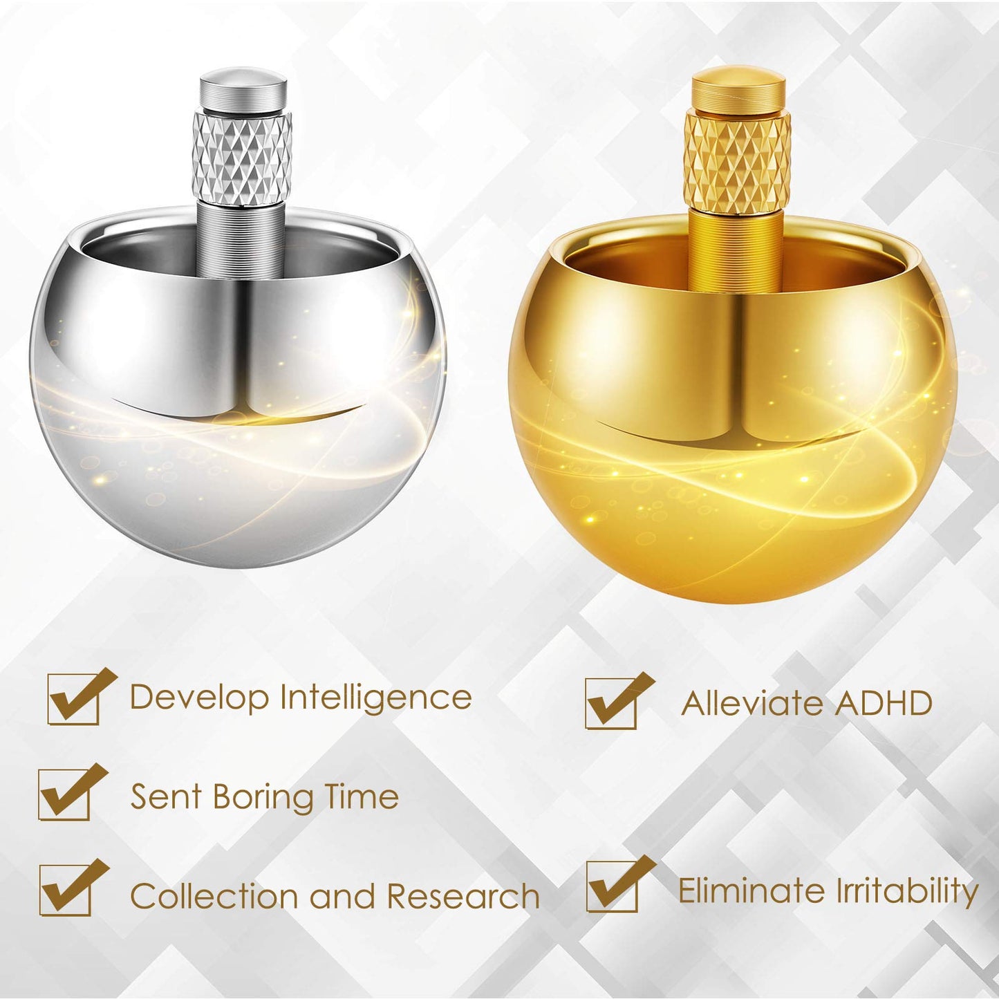 2 Pieces Metal Spinning Top Metal Flip Over Top Aluminum Top Spinner Top Physics Toy Gyroscope Stainless Steel Top Educational Toys for Girls Boys and mature-themed