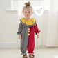 Aiwpstoin Toddler Baby Clown Costume Boy Girl Funny Halloween Outfit Contrast Color Long Sleeve Jumpsuit with Hat (Black, 6-12 M