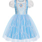 Benylion Princess Dress for Girls Kids Blue Princess Dress Halloween Cosplay Party Outfits Cinderella Dresses for Girls Birthday