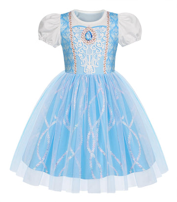 Benylion Princess Dress for Girls Kids Blue Princess Dress Halloween Cosplay Party Outfits Cinderella Dresses for Girls Birthday