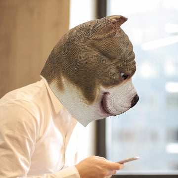 PartyHop Bully Dog Head Mask Pitbull Animal Latex Full Head Realistic Masks Fancy Dress for Halloween Costume Party