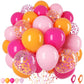 Jobkoo Pink And Orange Balloons 12 Inch Orange Hot Pink Party Balloon Pastel Light Pink Orange Pink Confetti Latex Balloon For F