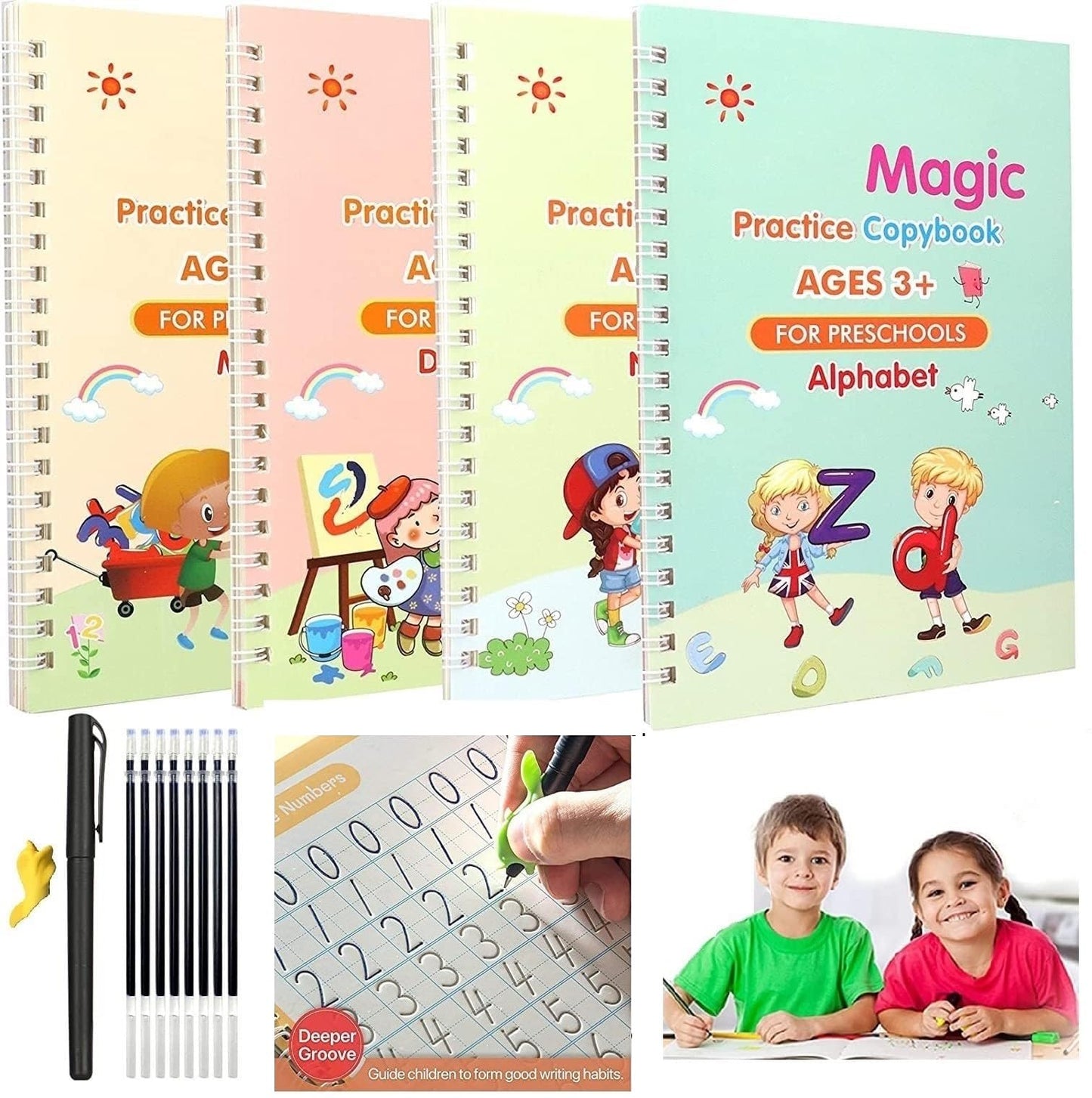 Royaldeals Toys Magic Copy Book For Kids | Magic Practice Copy Book | Refill Magic Book | Reusable And MessFree | Fun And Educa