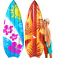 Foilswirl 2 Pcs 60'' Luau Inflatable Surfboard Hawaiian Theme Beach Pool Float Summer Tropical Blow up Pool Board Blue and Orang