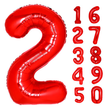 40 Inch Giant Red Number 2 Balloon, Helium Mylar Foil Number Balloons For Birthday Party, 2Nd Birthday Decorations For Kids, Ann