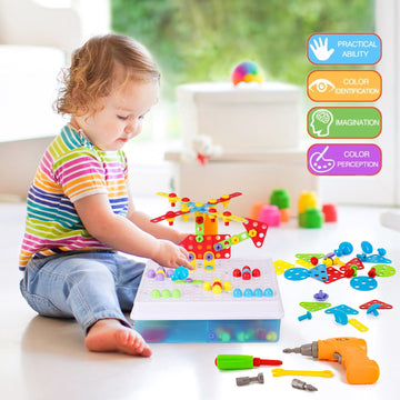 Haifeng 223 Pieces Kid Screwdriver Toy Set, Create and Design Drill kit, Magic Play Toolbox for Kids, Game Activities Center for