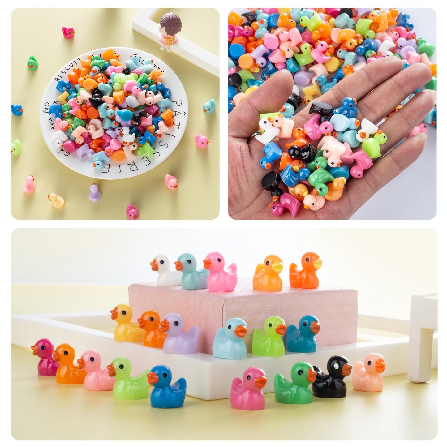 200PCS Mini Resin Ducks Tiny Garden Micro Landscape Ornament Dollhouse DIY Decor Toys Aquarium Party Prank Christmas Birthday Cr