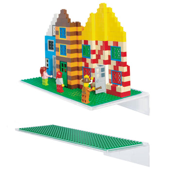 Play Platoon Building Brick Display Shelves 2 Pack Minifigure Display Case Shelf - 12x5 Inch Acrylic Wall Mount Shelf for Wall,