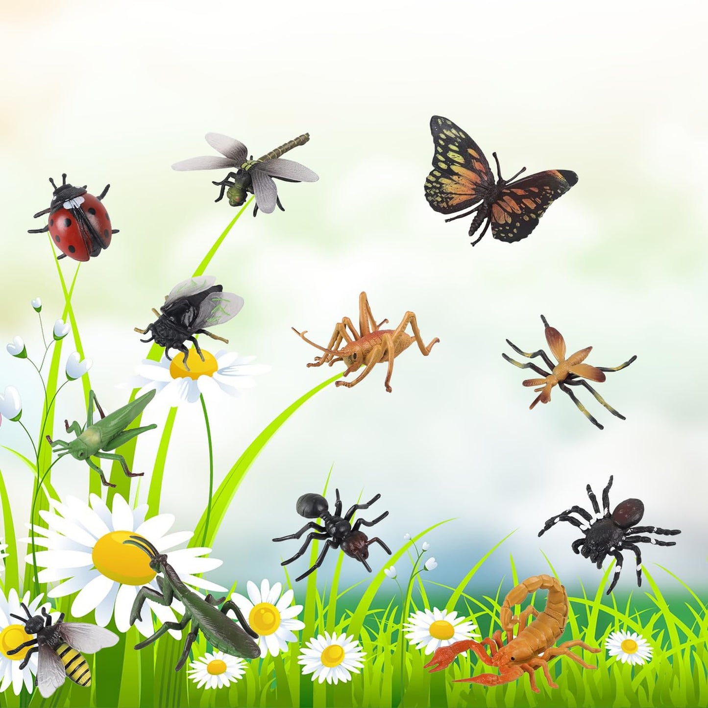 Boticako 12 Pcs Large Insects And Bugs For Kids - Plastic Bugs And Insects For Kids, Plastic Bug Toys | Animal Figures Halloween