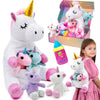 FUNCREVITY Unicorn Plush Toys Set - 5-Pack Mommy Unicorn with 4 Babies, Multicolor, Ideal Gifts for Girls Age 4-8+ for Birthdays & Holidays