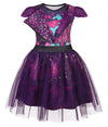 AmzApparel Descendants 3 Mal Costumes for Girls Evie Dragon Popular Musical Cosplay Dress Up Halloween Outfit, Purple A02818, 9-10 Years -Used