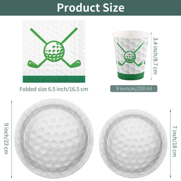 Durony 96 Pieces Golf Party Supplies Tableware Set Include Golf Paper Plates Napkins And Cups Golf Dessert Plates For Golf Sport