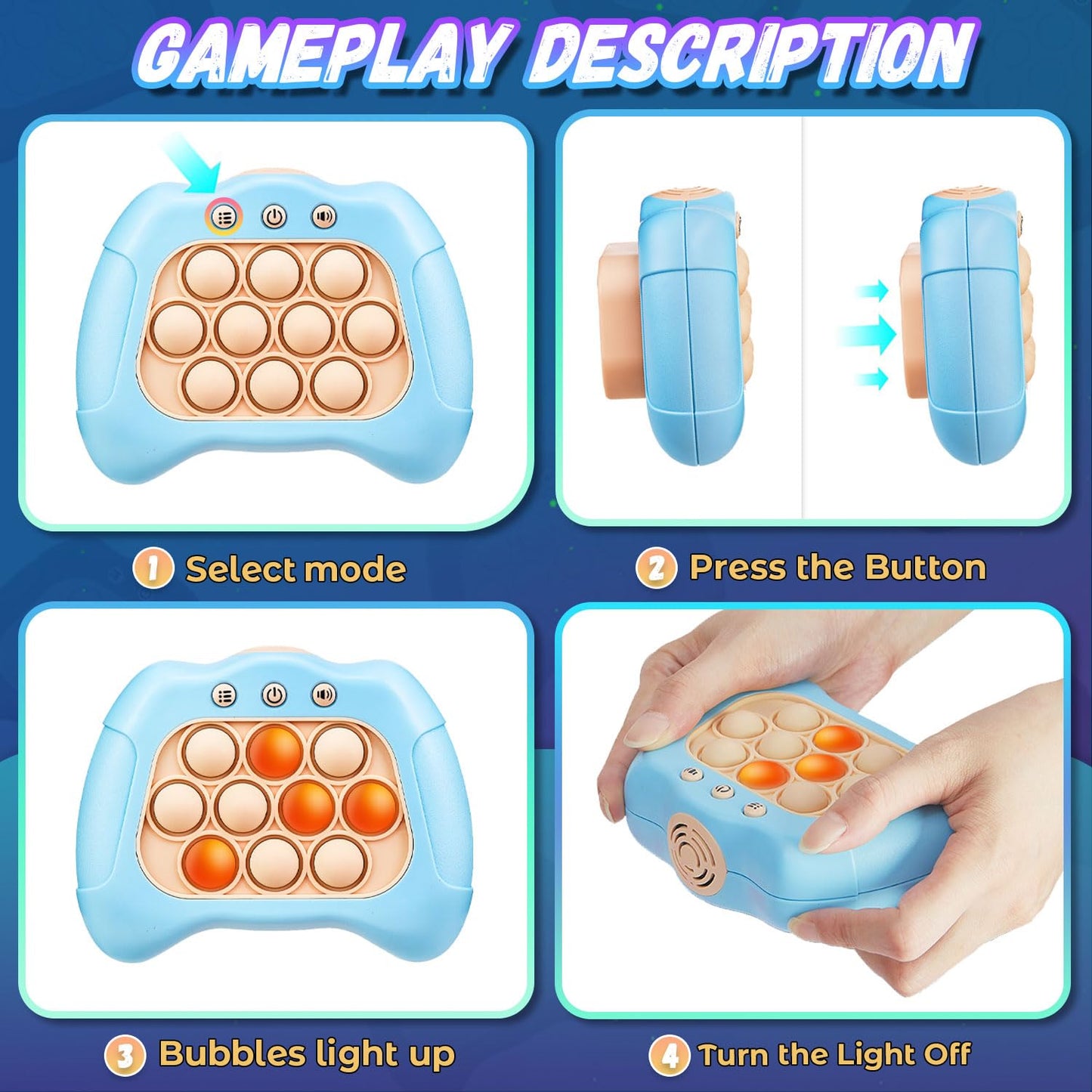 Acvens Quick Push Game For Kids 8-12,Pop Sensory Fidget Toys For Kids 6-12,Birthday Gifts For Boys And Girls (Light Blue)