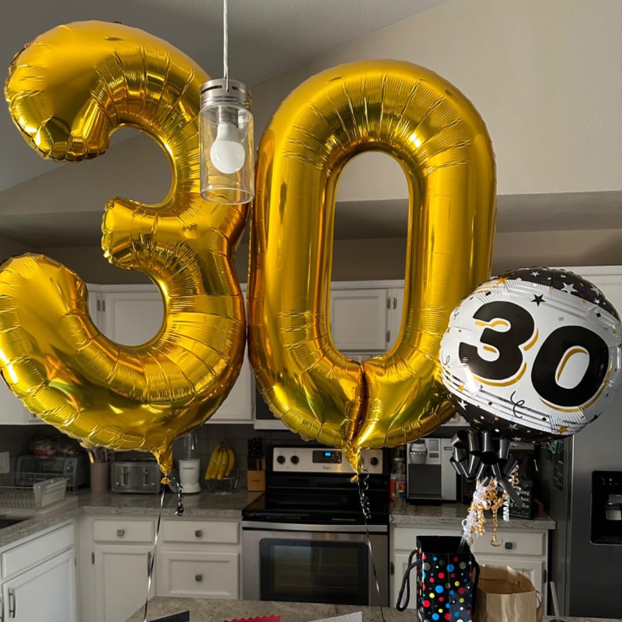Paticool Gold Number 3 Balloon, 40 Inch Large Number Foil Mylar Balloons For 3Rd Girl Boy Birthday Party Celebration Decorations