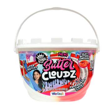 Compound Kings Fluffy Cloudz Butter Slime Bucket For Boys And Girls, Sensory Toy Non-Toxic Non-Sticky, Peppermint Candycane Red/White Slime Gift