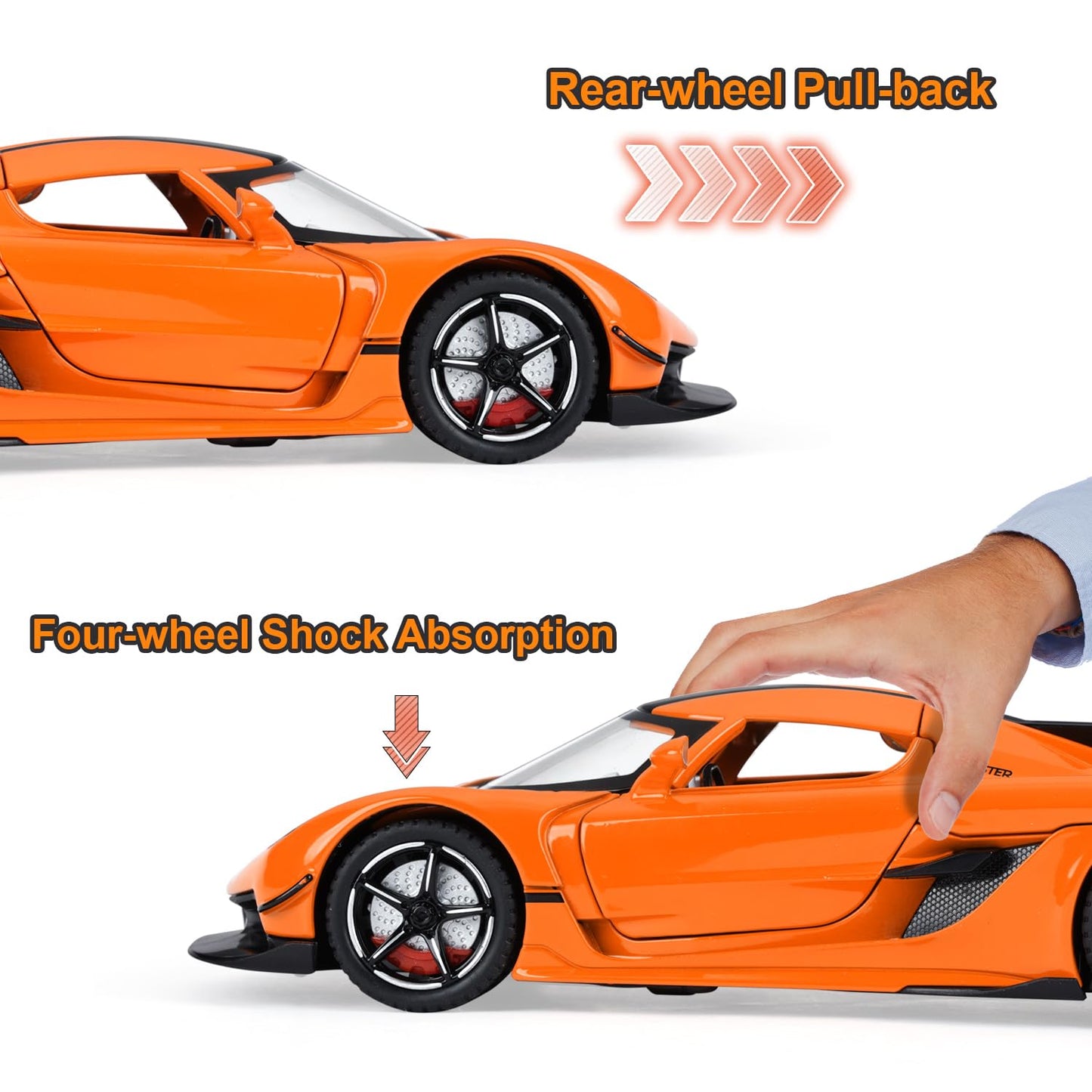 Toy Cars Model Jesko 1/22 Diecast Metal Sports Toy Cars for Boys, Alloy Collectible Model Car with Sound and Lights, Race Model