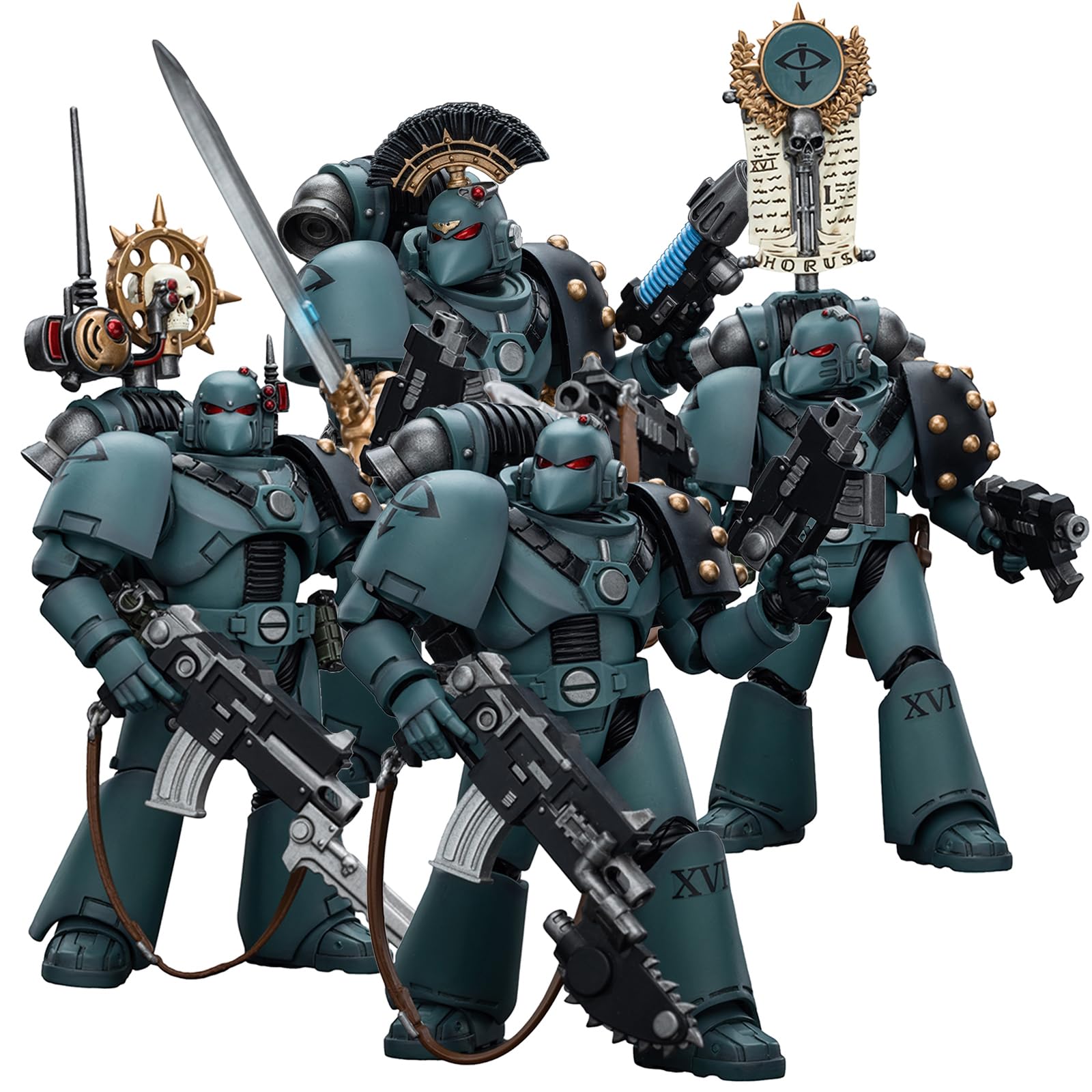 Joytoy Warhammer 40K Horus Heresy, Sons Of Horus Mkvi Tactical Four Person Team 1/18 Action Figure Collection Model