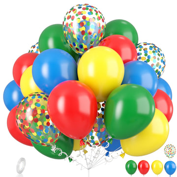 Dagelar Red Yellow Blue Balloons, Rainbow Assorted Latex Balloons, Red Blue Green Yellow With Colourful Confetti Balloons, For B