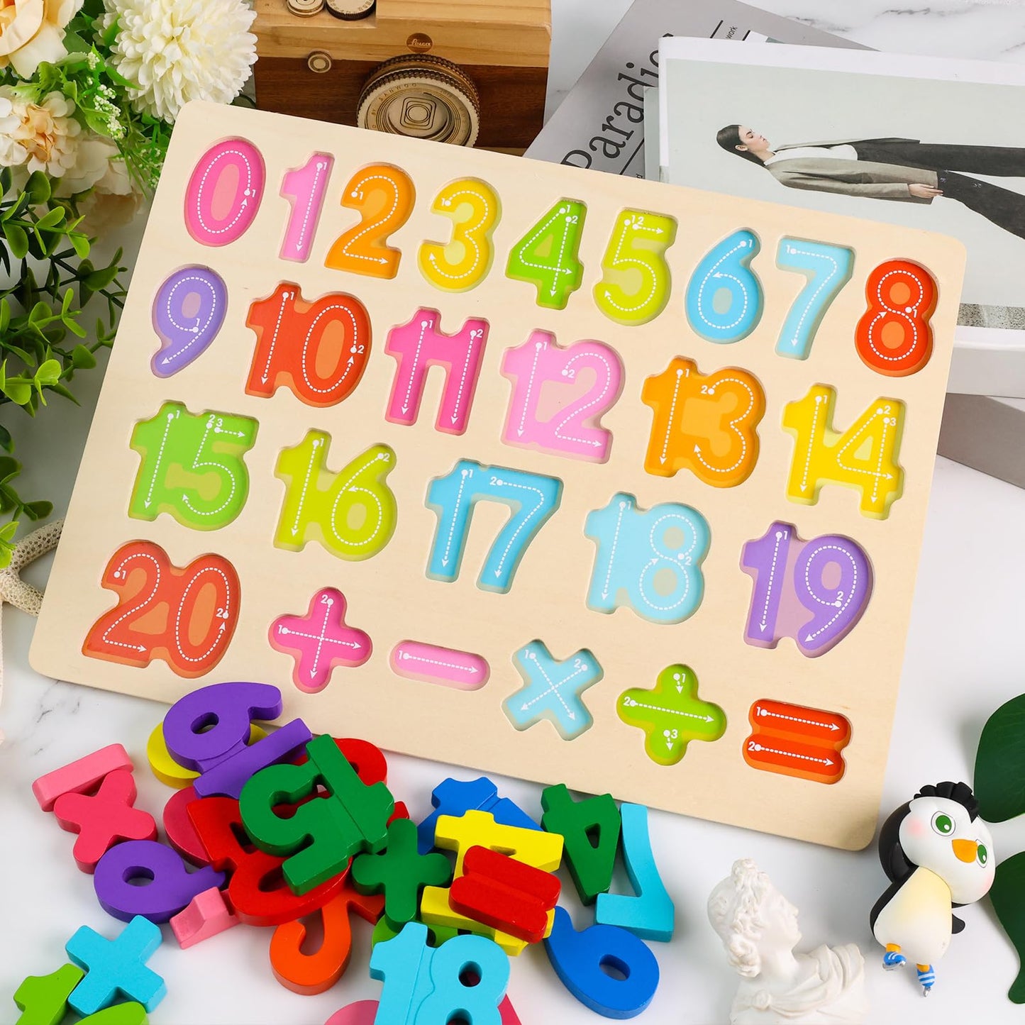 Lovestown Wooden Puzzles For Kids, Montessori Number And Shape Puzzles, Preschool Educational Toddler Puzzle Toys For Boys Girls