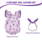 Babeside 2 Pcs Reborn Baby Doll Clothes Set For 17-22 Inch Dolls, Fruit Pattern Baby Doll Clothes Accessories With Doll Headband For Realistic Newborn Baby Doll Girl, Purple Grapes