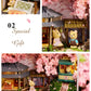 Kisoy Dollhouse Miniature with Furniture Kit  Handmade DIY House Model for Teens mature-themed Gift (Cherry Blossoms)