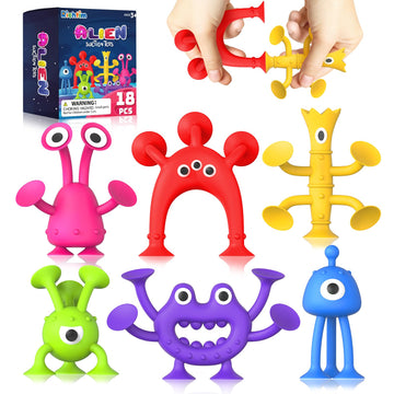 Suction Toy Toddler Bath Toys: 18Pcs Sensory Fidget Toys For Kids, Baby Window Building Toys, No Hole Bath Toy Suction Toy For Boys Girls Travel Toy Gift, Suitable For Classroom Prizes, Party Favors
