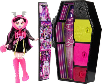 Monster High Skulltimate Secrets Draculaura Doll with Dress-Up Locker & 19+ Surprises, Multicolor, 4 Count, Model HNF78