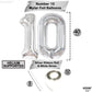 Katchon Silver 10 Balloon, 40 Inch - Birthday Decorations For Boys & 10 Year Anniversary