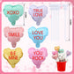 Gemscream 24 Pcs Valentines Day Conversation Heart Balloons Self Inflatable Heart Balloons with Bow Rod 4 Inch Mini Valentine D