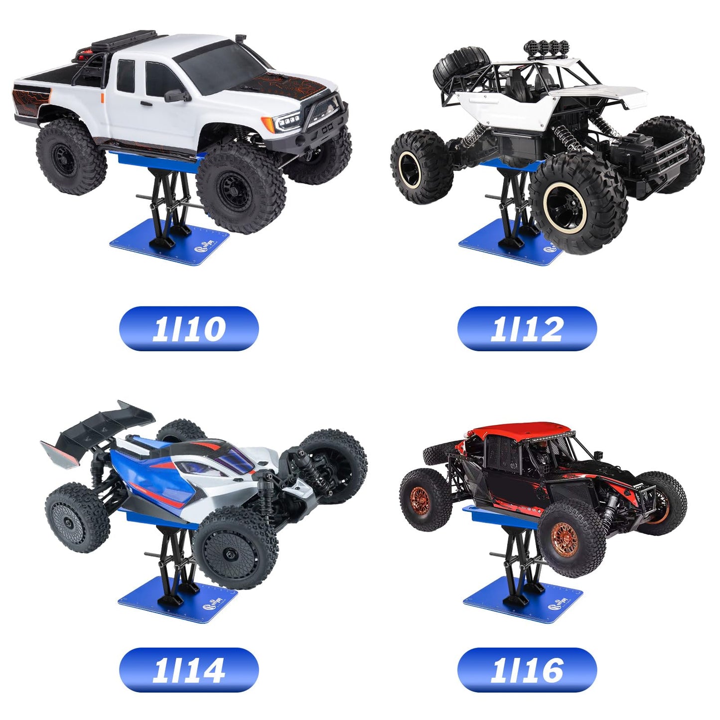 RC Car Work Stand Aluminum Repair Workstation Lift Lower with Screw Tray for Traxxas TRX4 Axial Arrma Redcat Losi 1/8 1/10 1/12