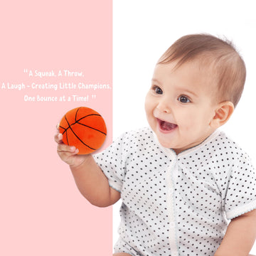 June Garden 3' My First Basketball - Plush Baby Rattle Sensory Toy - Safe Soft Sports Toy For Infants Boys And Girls