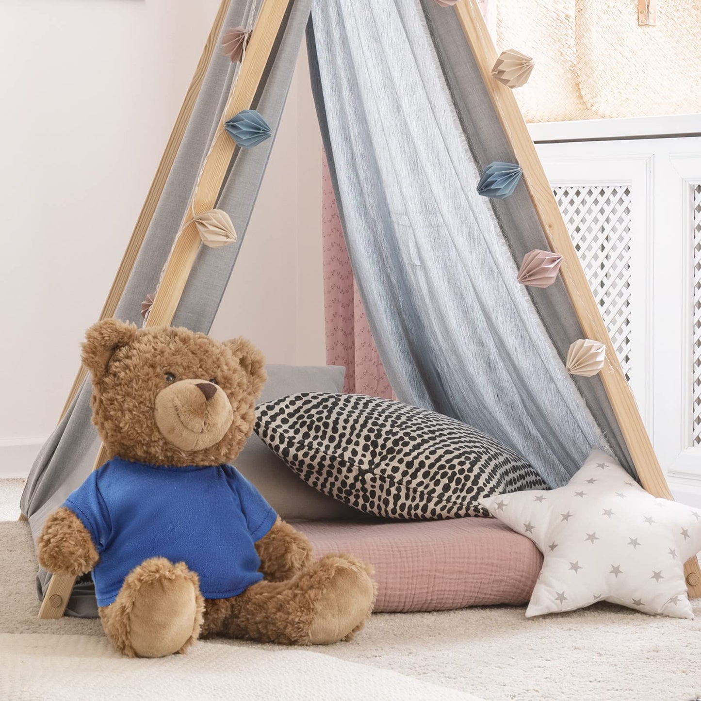 Skylety 6 Pcs Bear Clothes Basic Bear Tee Shirt Classic Stuffed Animal T Shirt Plush T Crew Neck Clothes For Stuffed Doll With 14 - 18 Inch(Blue)