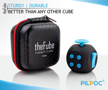 Pilpoc Thefube Fidget Cube, 6-Sided Stress Relief & Focus Toy For Adults & Kids, Boosts Concentration, Mindfulness Aid, Silent & Audible Modes, Includes Carry Case For Portability (Midnight Sapphire)
