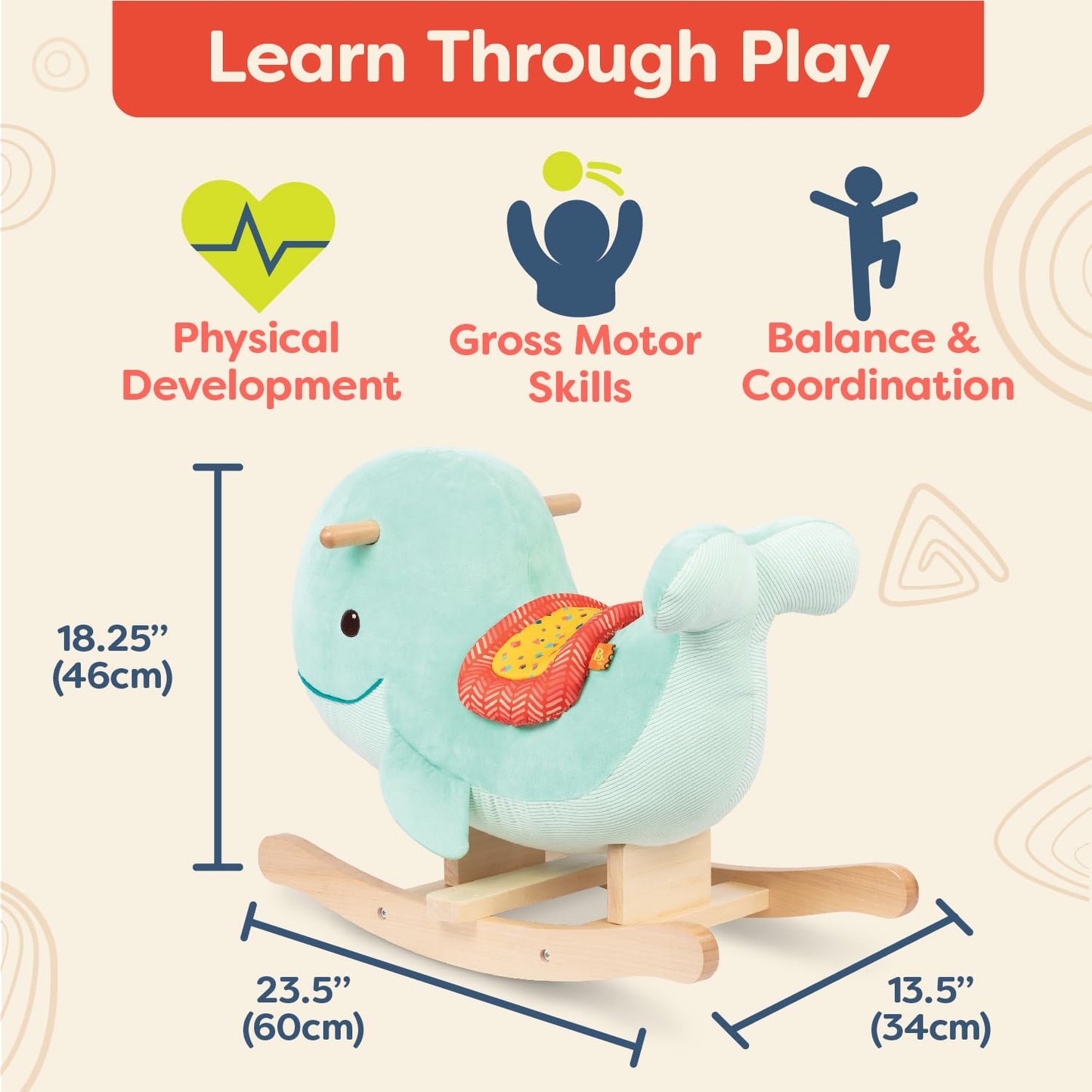 B. Toys- Whale Rocker - Echo- Whale Rocking Toy – Wooden Ride-On – Classic Toys For Toddlers, Kids – 18 Months +