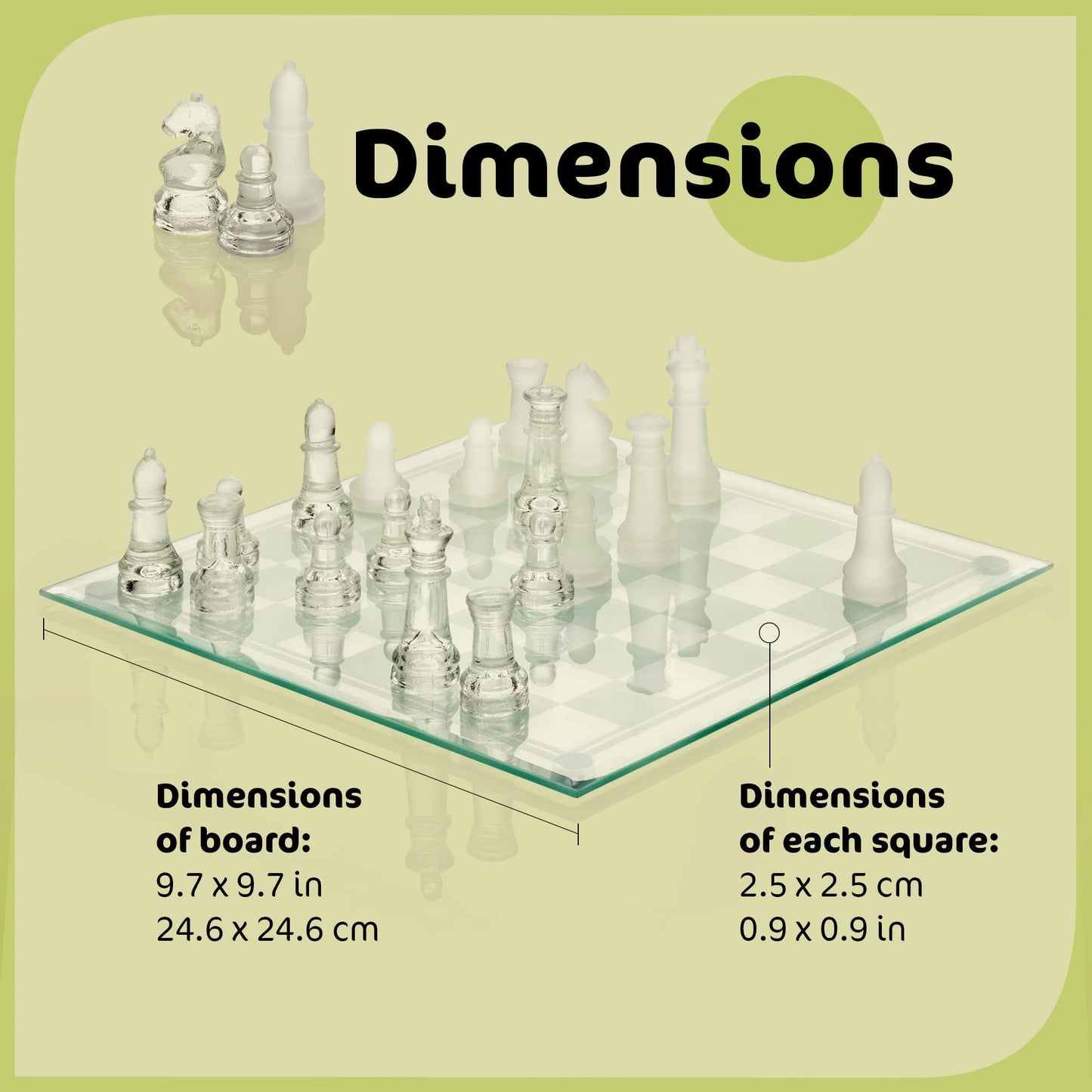 Srenta Fine Glass Chess Set Game, Modern Clear Chess Set, Deluxe Chess Set Glass Chess Board Set With Solid Clear & Frosted Chess Glass Pieces | 9.7’’ Crystal Chess Boards Sets, Felt Padding Included