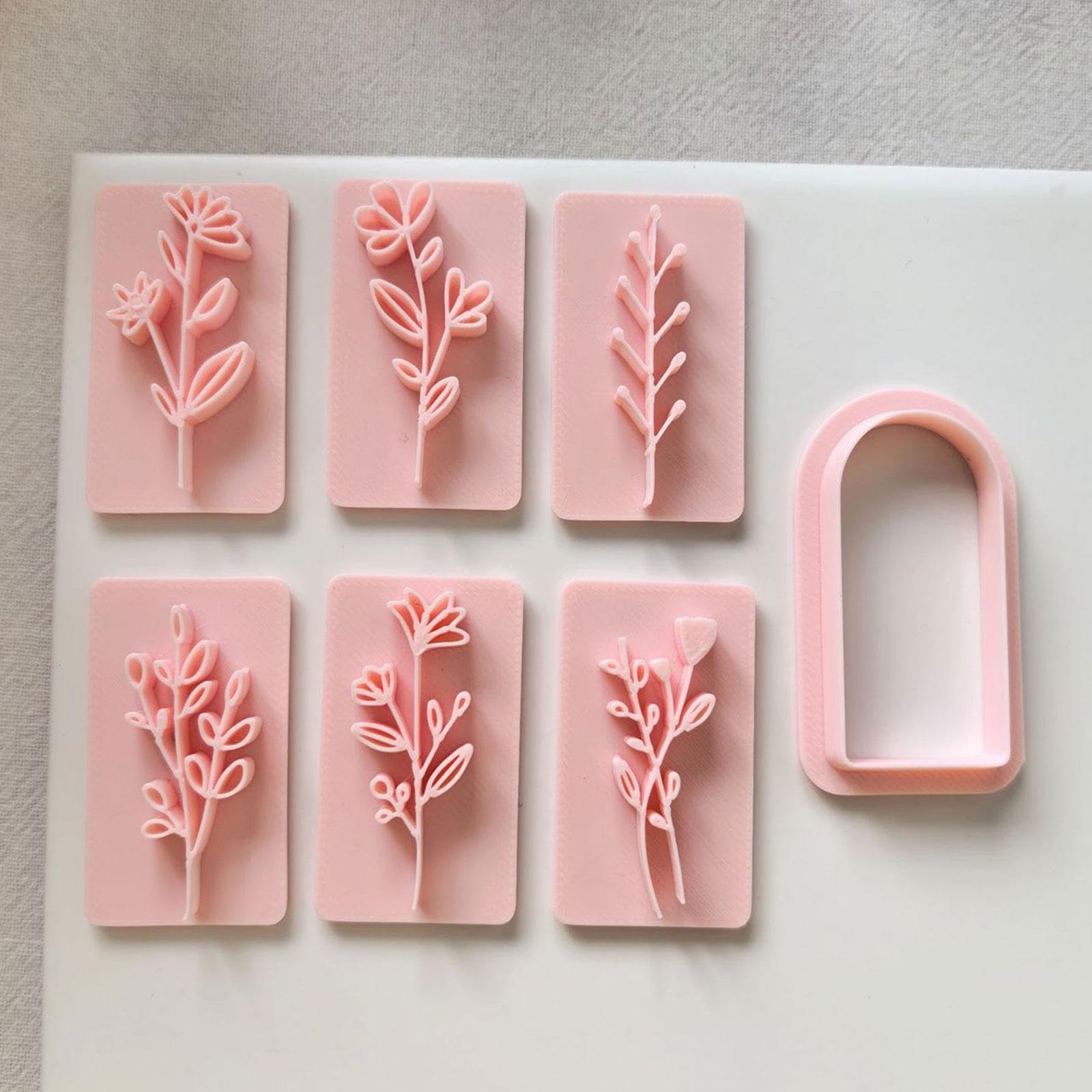 Snappsy 7 Pieces Polymer Clay Moulds Plant Leaves Clay Stamps For Diy Craft Supplies