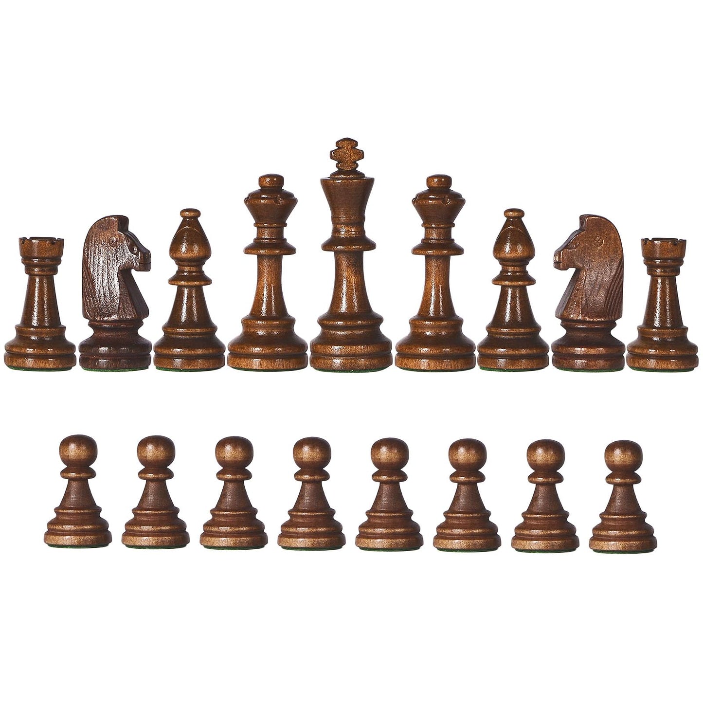 Vamslove Wooden Heavy Weighted Chess Pieces Only-3.8'' King-Extra 2 Queens-34 Wood Tournament Chessmen For Chess Set,Velvet Storage Bags Included
