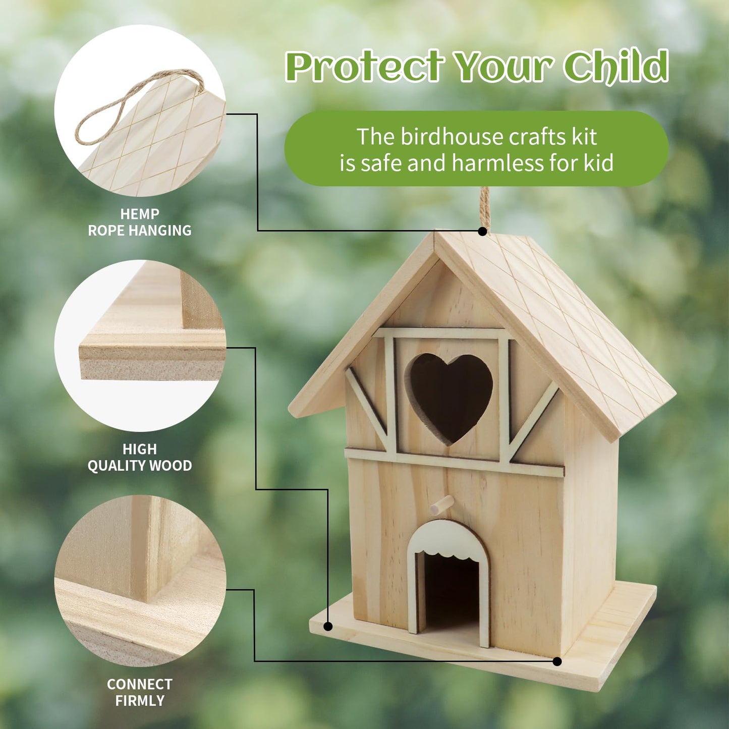 Diy Wooden Birdhouse Painting Kit For Kids, Bird House To Paint Set,Wood Arts And Crafts For Children,Ages 3-12 Build Your Own B