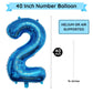 Paticool 40 Inch Blue Number Balloon 2, Large Number Foil Balloons Mylar For Girl Boy Birthday Party Celebration Decorations Sup