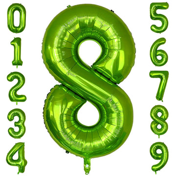 Paticool 40 Inch Green Number Balloon 8, Large Number Foil Balloons Mylar For Girl Boy Birthday Party Celebration Decorations Su
