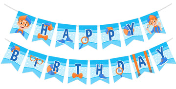 Treasures Gifted Officially Licensed Blippi Birthday Banner - Blippi Happy Birthday Banner - Blippi Birthday Party Supplies - Bl