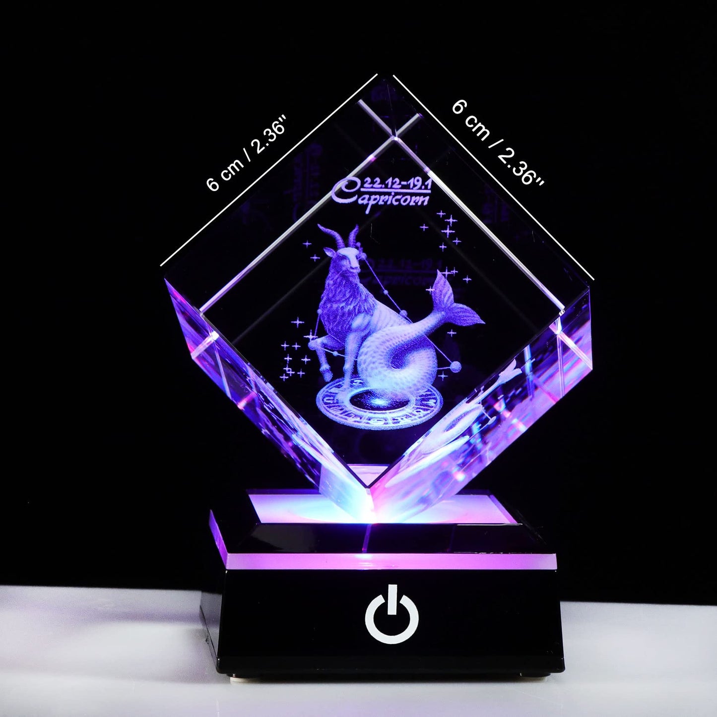3D Crystals Capricorn Zodiac Astrology Gifts For Women Men,Capricorn Glass Figurine Decor Constellation Stuff December January B