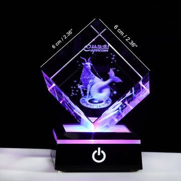 3D Crystals Capricorn Zodiac Astrology Gifts For Women Men,Capricorn Glass Figurine Decor Constellation Stuff December January B