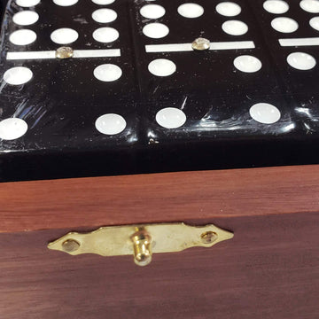 Marion Double 9 Domino Set (55 Tiles) Jumbo Tournament Professional Size With Spinners In Dovetailed Sheesham Wood Box (Black)