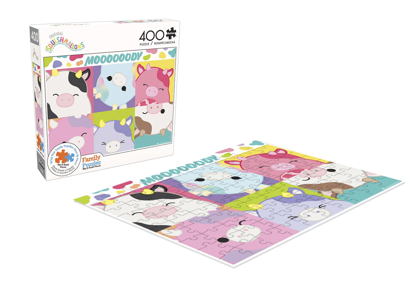 Buffalo Games Squishmallow Moooooody 400-Piece Jigsaw Puzzle - Large Multicolor Paper Puzzle for Family Game Nights