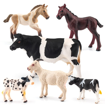 Lc Joycre Realistic Horses Cows Sheep Toys 6Pcs Playset Cows Figurine For Toddlers Goat Figure Arab Foal Model Decoration For Bi